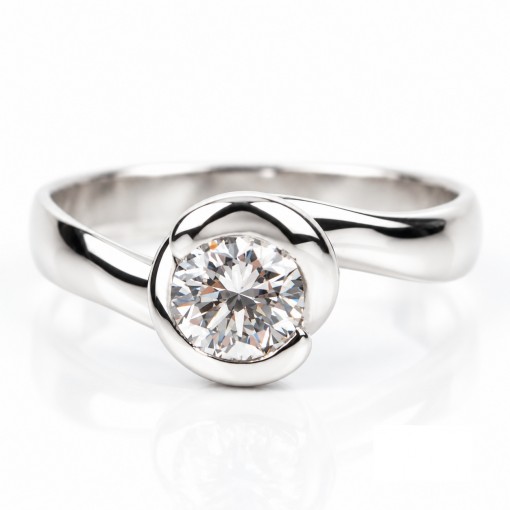 18К Бяло Злато Диамантен Годежен Пръстен Bloom Jewellery